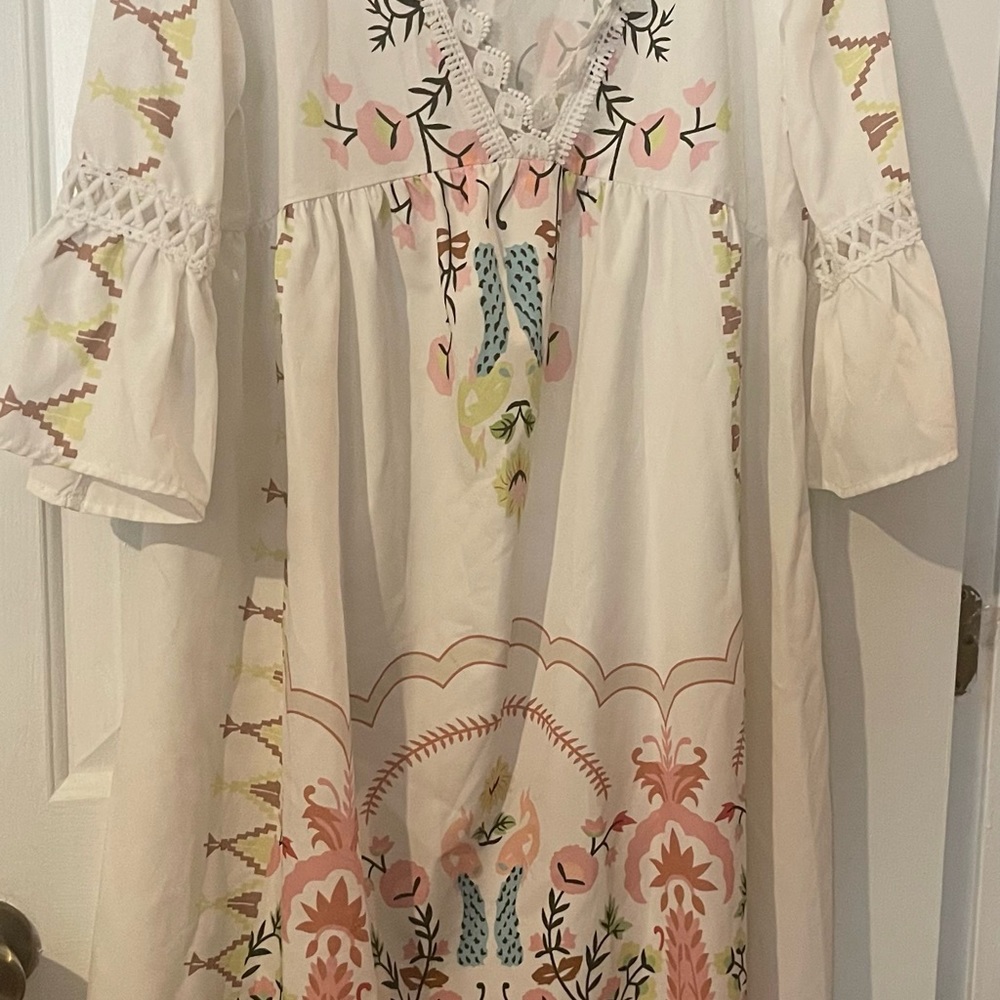 Boho Spring Dress flouncy sleeves